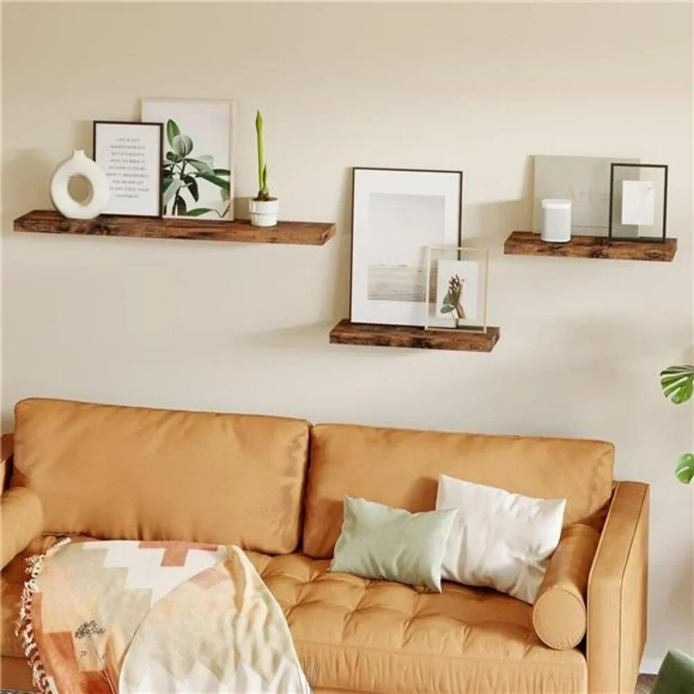 Rustic Wood Floating Wall Shelves Set of 4 Bathroom Kitchen Bedroom Decor